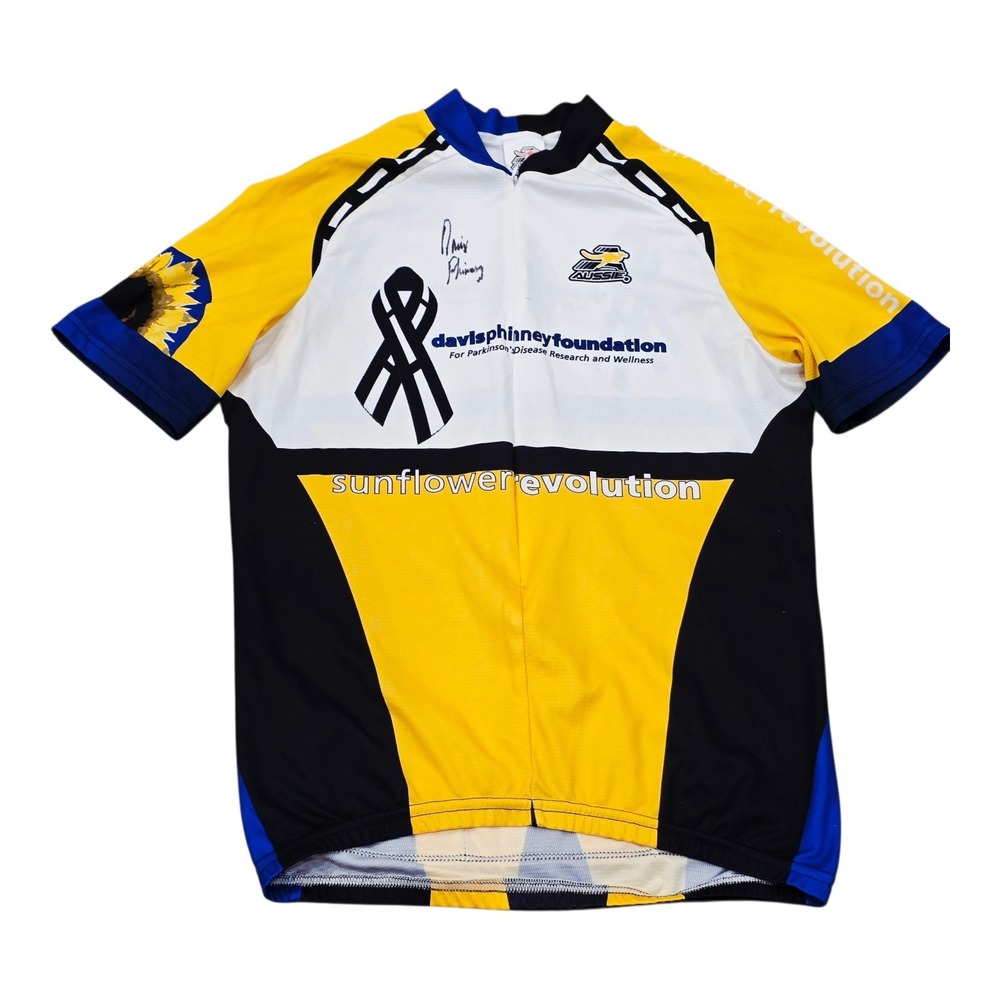 Davis Phinney Signed Foundation For Parkinsons Research 1/2 Zip Cycling Jersey M